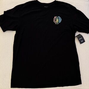 RVCA Ron Jon Black Tee with Colorful Graphic